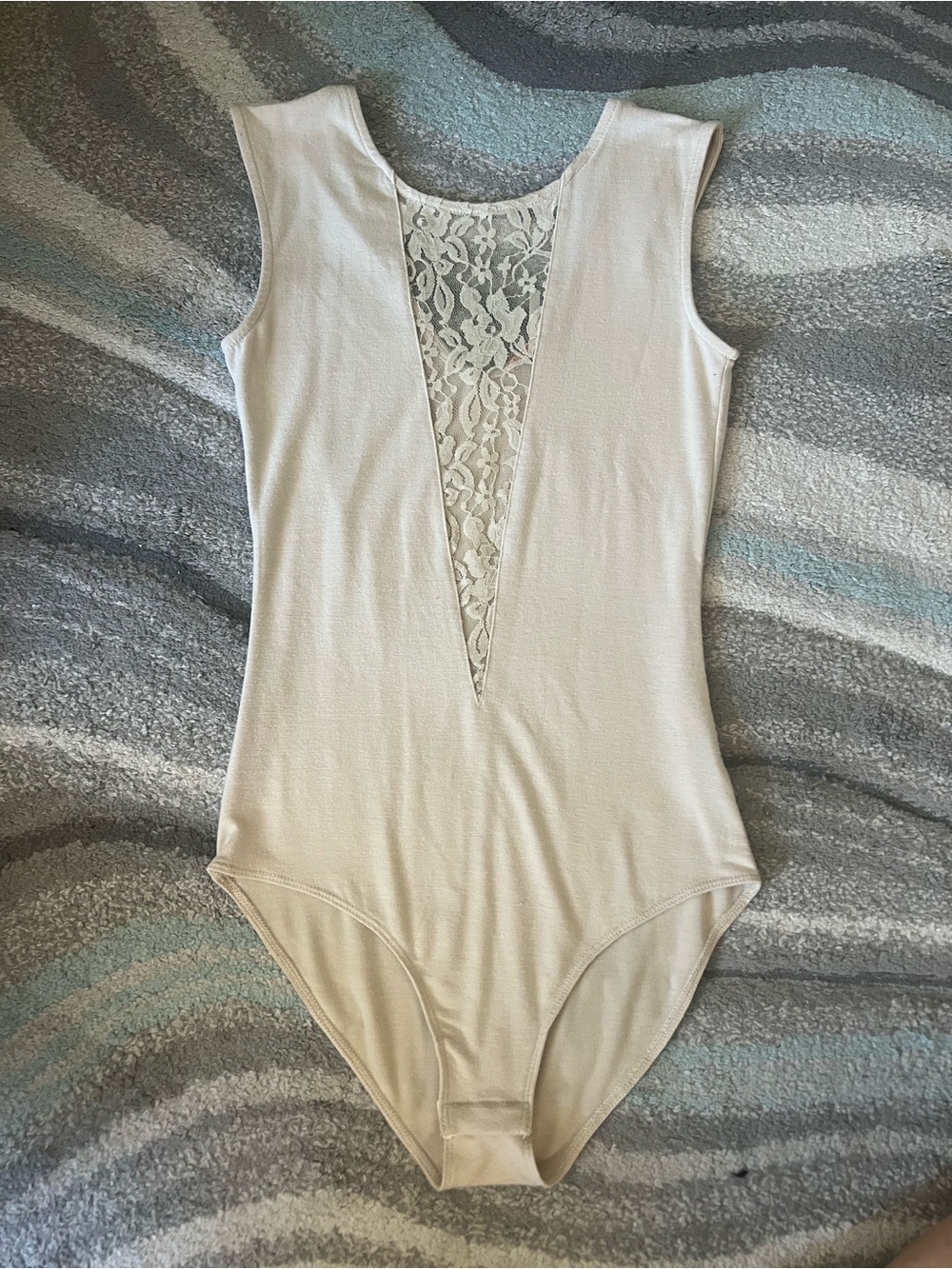 Sleeveless Lace-Panel Bodysuit in Cream - Women's Top